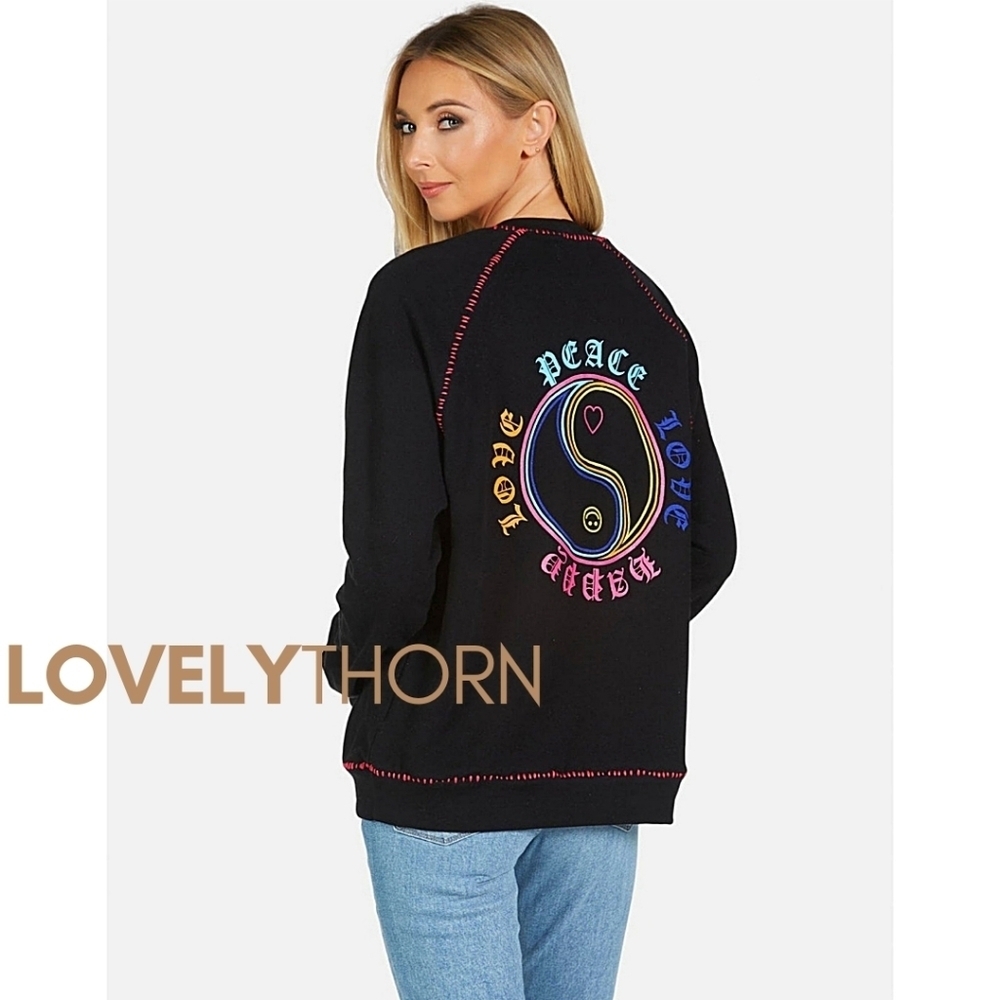 LAUREN MOSHI // ltd ed jocelyn neon line tiger super soft drop shoulder pullover - Picture 5 of 7